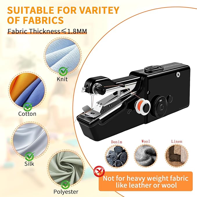 Handheld Electric Sewing Machine for Beginners Adult,Portable Handy Stitching Single Thread Sewing Machine Sewing Kit for Quick Clothes Repairs,Suitable for Home DIY