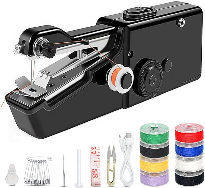Handheld Electric Sewing Machine for Beginners Adult,Portable Handy Stitching Single Thread Sewing Machine Sewing Kit for Quick Clothes Repairs,Suitable for Home DIY