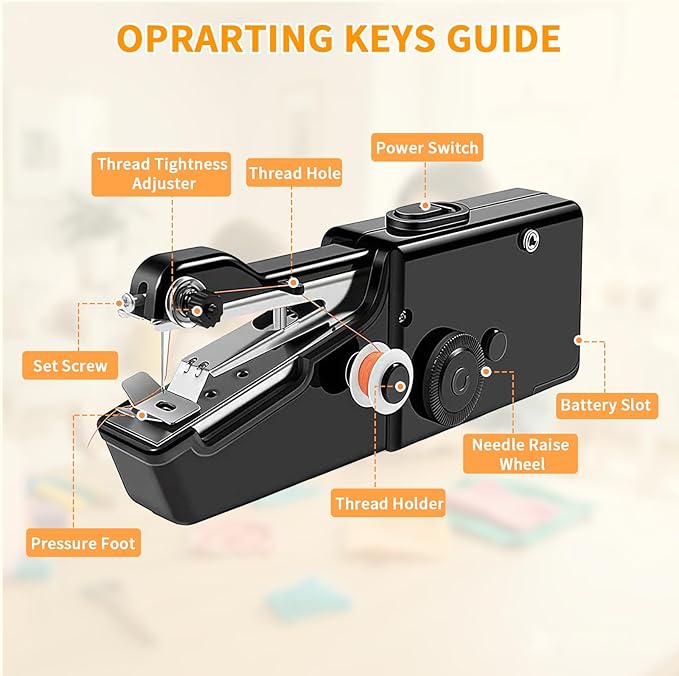 Handheld Electric Sewing Machine for Beginners Adult,Portable Handy Stitching Single Thread Sewing Machine Sewing Kit for Quick Clothes Repairs,Suitable for Home DIY
