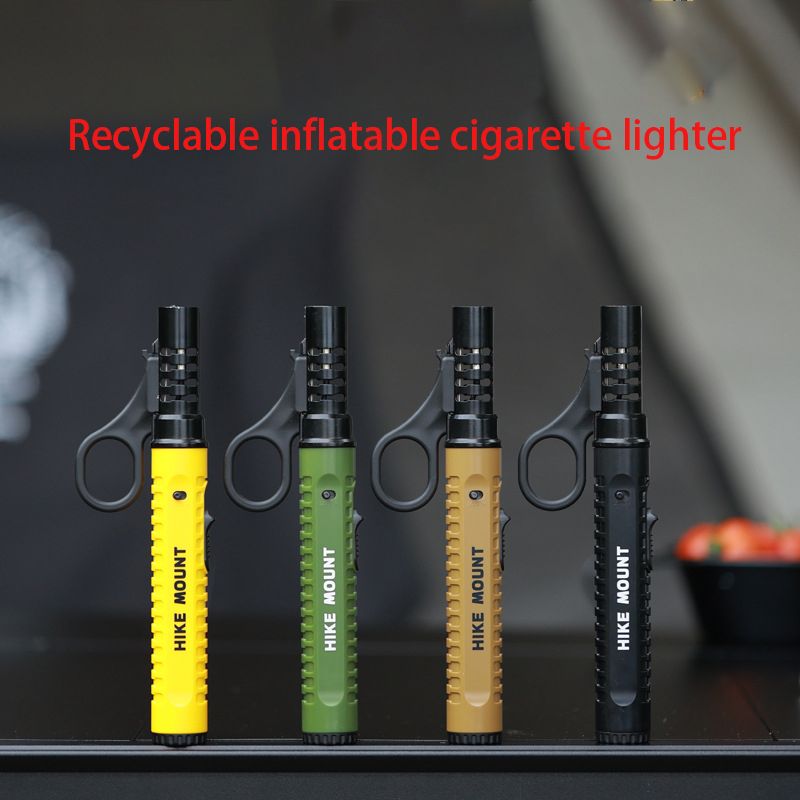 Camping Lighter, Torch Lighter, Straight Flame Bright Fire Refillable Windproof Adjustable Color with Safety Lock for Campfires Kitchen Hiking Candles Fireplace BBQ Outdoor Essentials