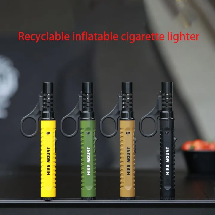 Camping Lighter, Torch Lighter, Straight Flame Bright Fire Refillable Windproof Adjustable Color with Safety Lock for Campfires Kitchen Hiking Candles Fireplace BBQ Outdoor Essentials