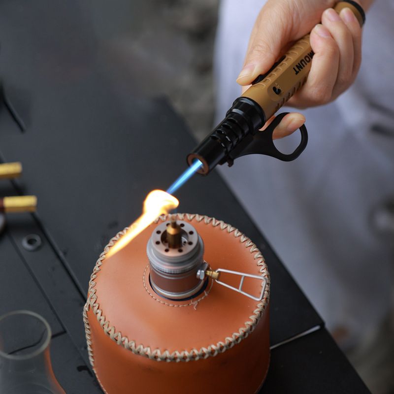 Camping Lighter, Torch Lighter, Straight Flame Bright Fire Refillable Windproof Adjustable Color with Safety Lock for Campfires Kitchen Hiking Candles Fireplace BBQ Outdoor Essentials