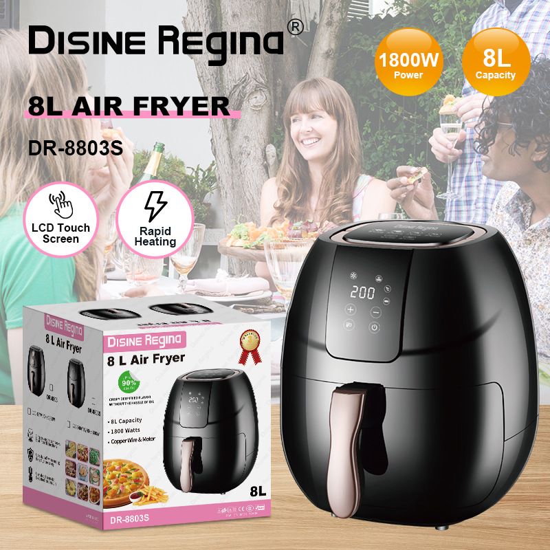 Air fryer, large capacity digital display screen, touch screen, electric fryer, 8L oven