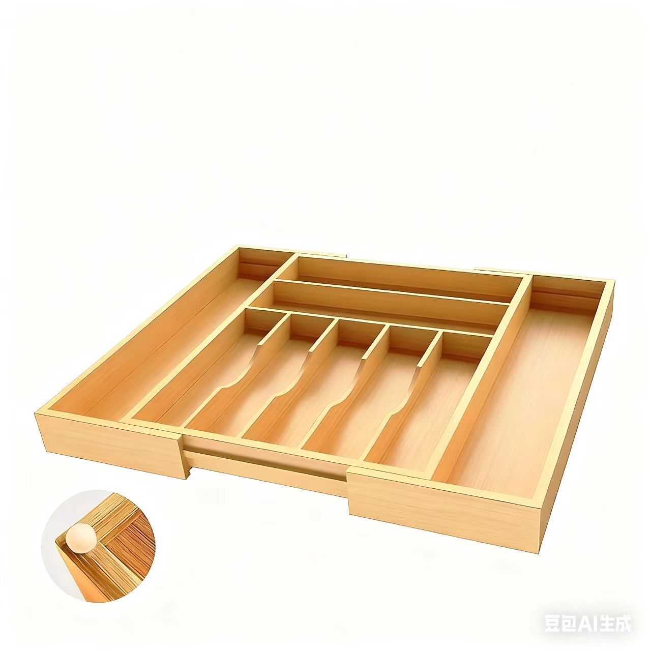 Bamboo Silverware Drawer Organizer Kitchen, Expandable Utensil Organizer with Knife Block, Cutlery Tray with Divider, Multifunctional Drawer Organizer