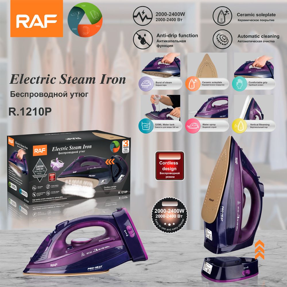 Steam Compact Iron for Clothes, Automatic Shutoff, Nonstick Plate, Light Weight, 2400 Watts