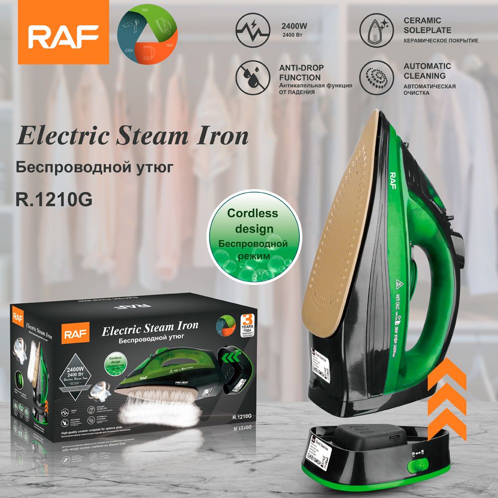 Steam Compact Iron for Clothes, Automatic Shutoff, Nonstick Plate, Light Weight, 2400 Watts