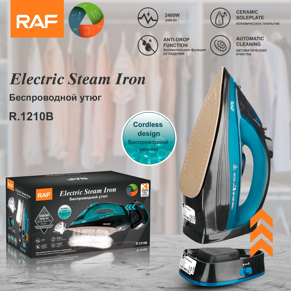 Steam Compact Iron for Clothes, Automatic Shutoff, Nonstick Plate, Light Weight, 2400 Watts