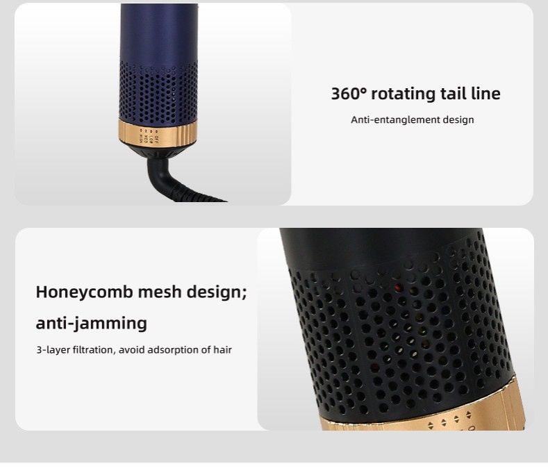 5-in-1 Hair Styler & Dryer, 110,000 RPM Ionic, Auto-Wrap Curling Barrels (L/R), Oval Volumizer & Straightening Brush, 3 Heat/3 Speed, Quick-Lock