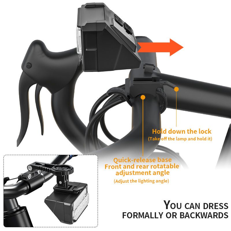 600 lumens ultra bright bicycle light, 5 modes rechargeable bicycle light with side lights at the front and rear, IP4 waterproof bicycle front light, suitable for daytime/nighttime cycling safety