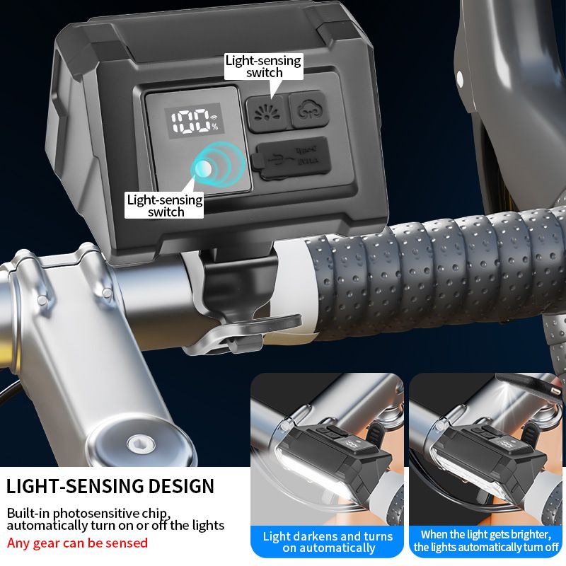 600 lumens ultra bright bicycle light, 5 modes rechargeable bicycle light with side lights at the front and rear, IP4 waterproof bicycle front light, suitable for daytime/nighttime cycling safety