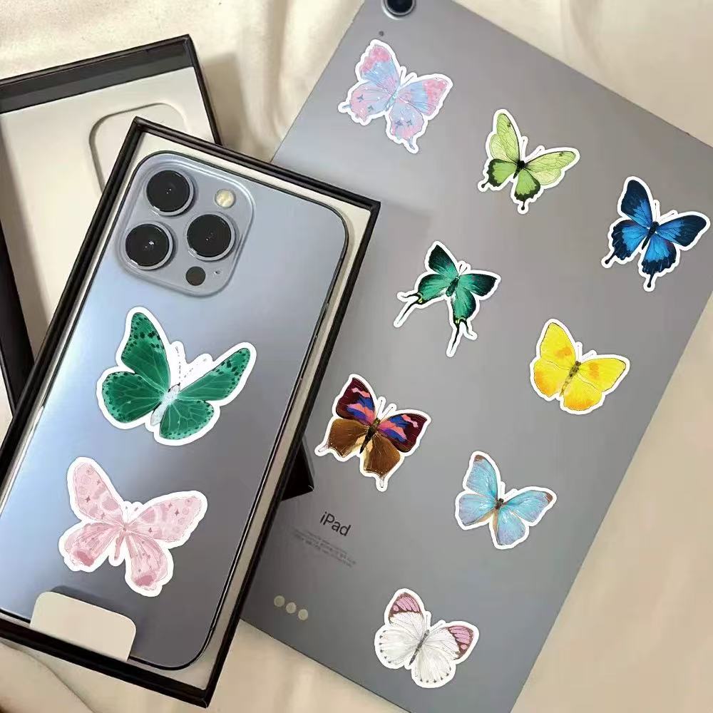 50PCS Stylish Universal DIY Butterfly Stickers Boho Graffiti Stickers for DIY Luggage Laptops Skateboards Motorcycle Bikes Suitcase Decals Graffiti Stickers