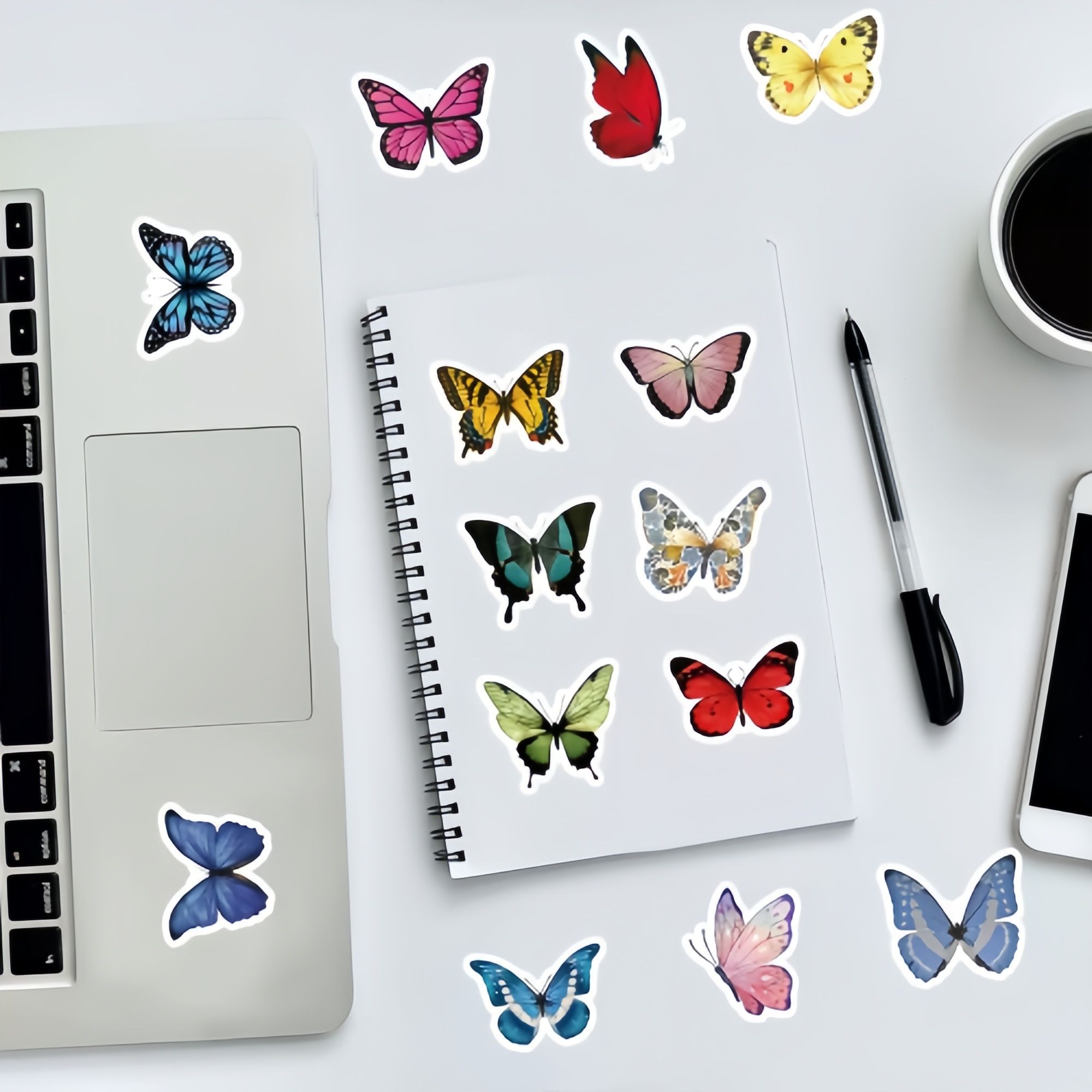 50PCS Stylish Universal DIY Butterfly Stickers Boho Graffiti Stickers for DIY Luggage Laptops Skateboards Motorcycle Bikes Suitcase Decals Graffiti Stickers
