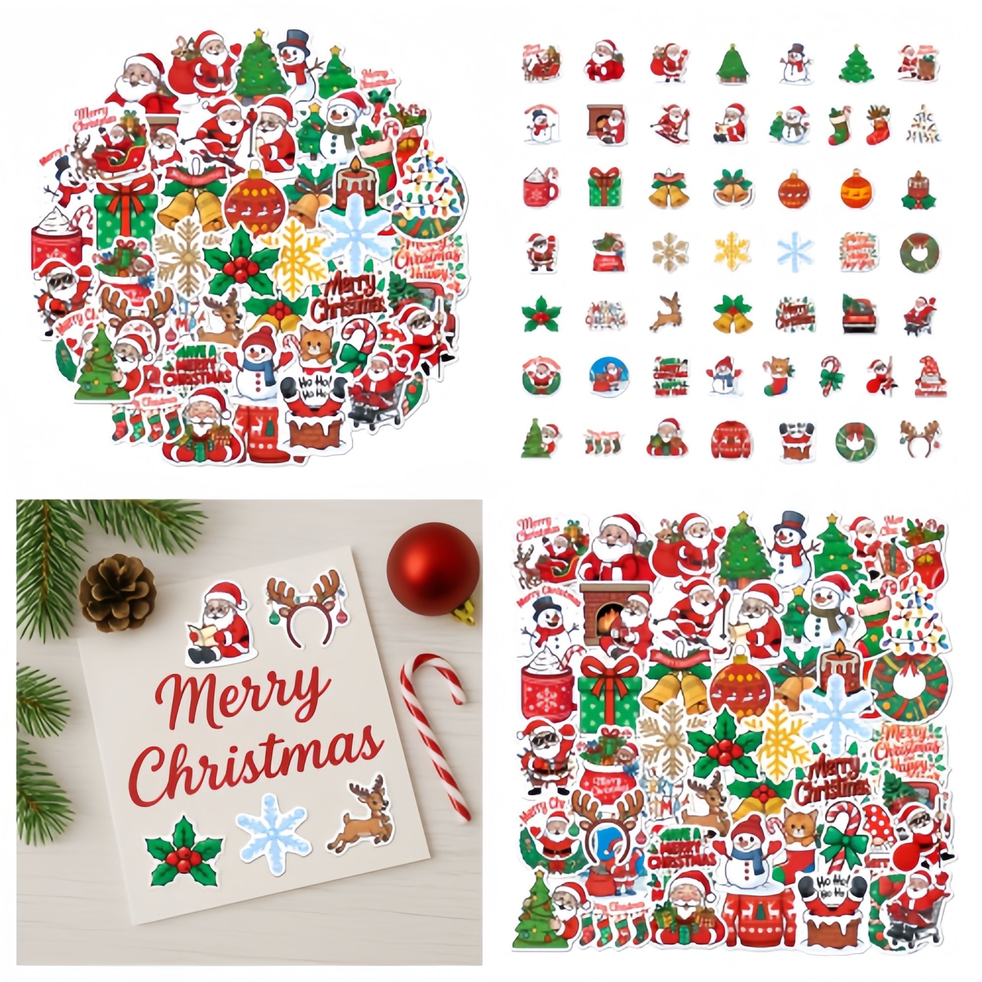 50 PCS Christmas-themed Stickers For DIY Luggage Laptops Skateboards Motorcycle Bikes Suitcase Decals Graffiti Stickers Perfect Gift For Children