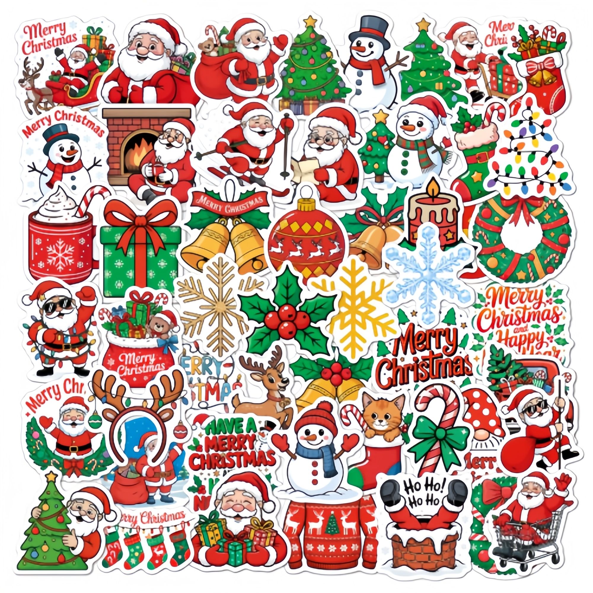 50 PCS Christmas-themed Stickers For DIY Luggage Laptops Skateboards Motorcycle Bikes Suitcase Decals Graffiti Stickers Perfect Gift For Children