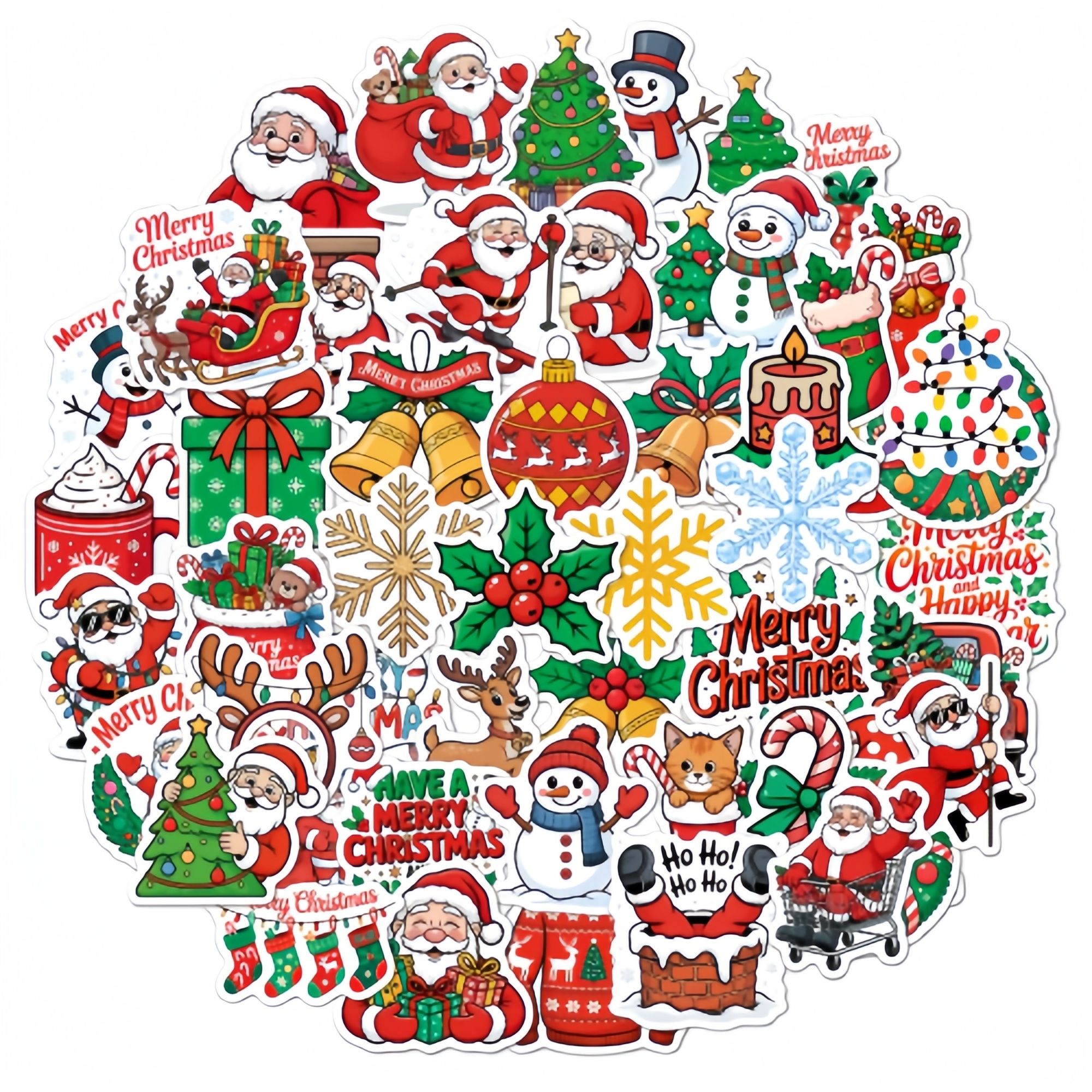 50 PCS Christmas-themed Stickers For DIY Luggage Laptops Skateboards Motorcycle Bikes Suitcase Decals Graffiti Stickers Perfect Gift For Children
