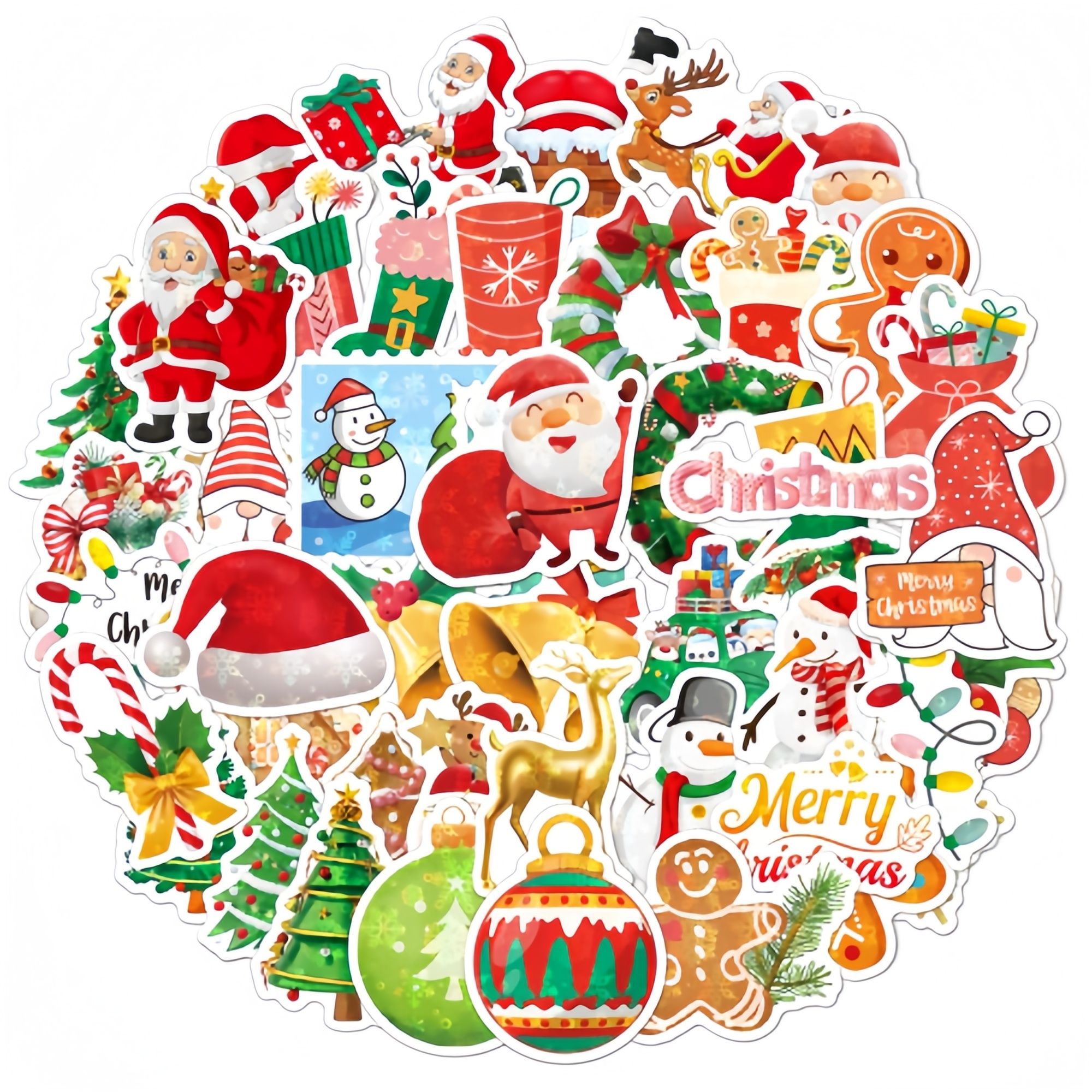 50 PCS Christmas-themed Stickers For DIY Luggage Laptops Skateboards Motorcycle Bikes Suitcase Decals Graffiti Stickers Perfect Gift For Children