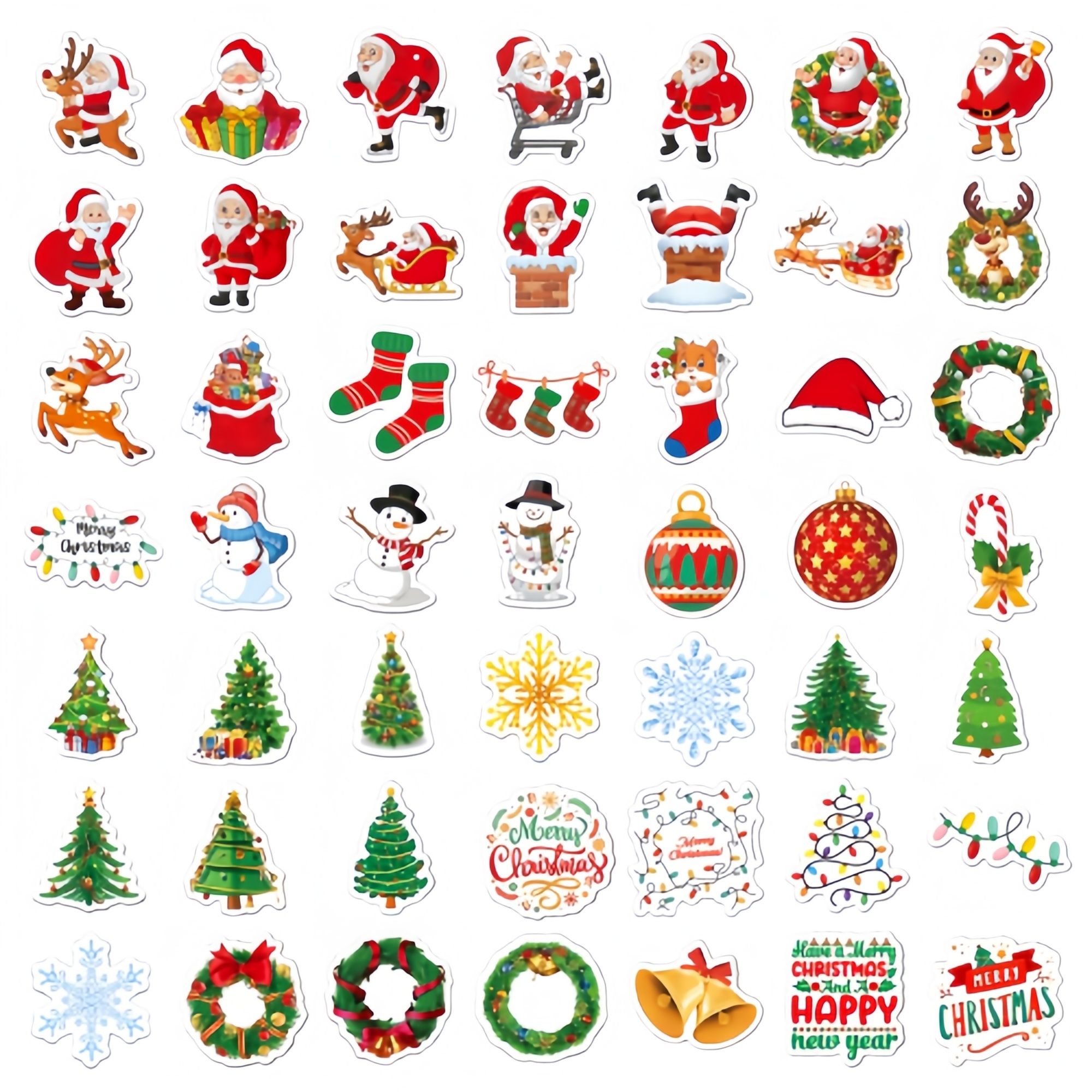 50 PCS Christmas-themed Stickers For DIY Luggage Laptops Skateboards Motorcycle Bikes Suitcase Decals Graffiti Stickers Perfect Gift For Children