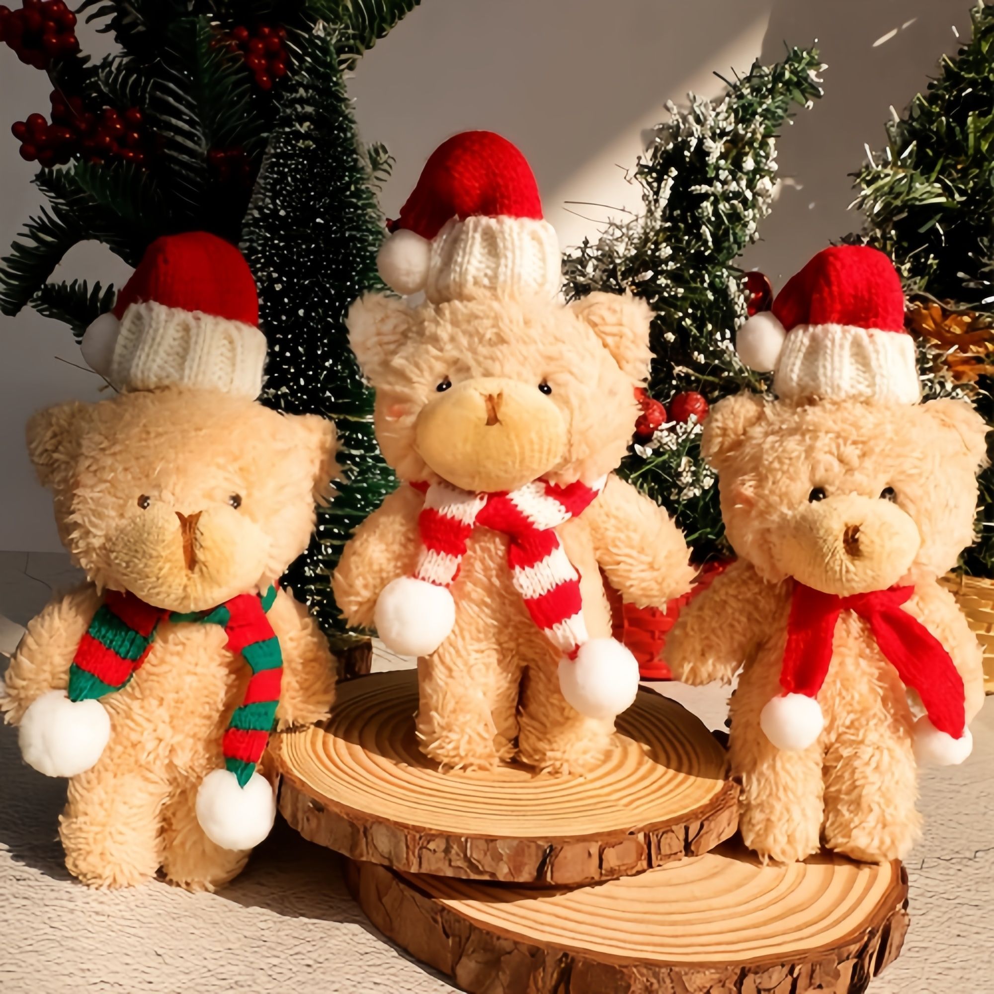 Christmas-themed Teddy Bear Stuffed Toy  Soft Christmas Holiday Gift for Kids/Decor  Christmas Tree Ornament Key Chain Bags
Accessories