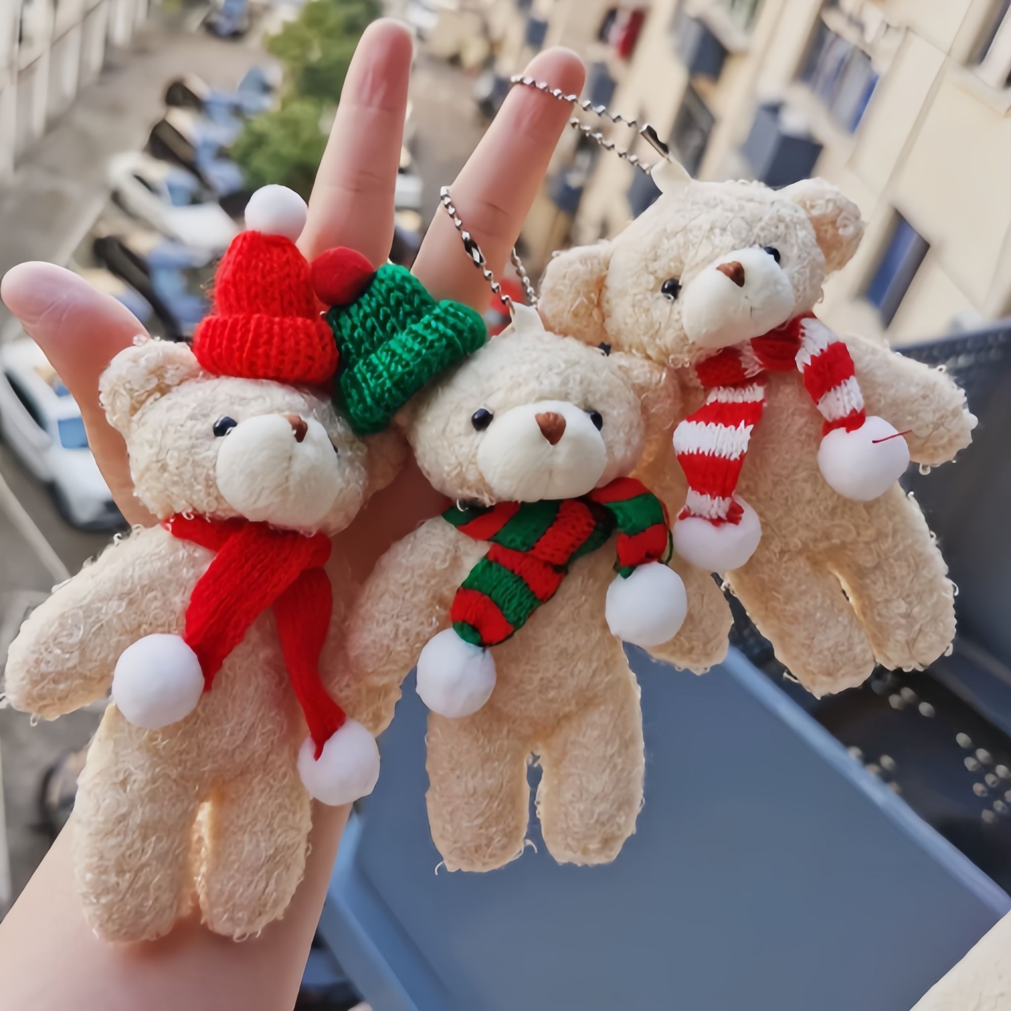 Christmas-themed Teddy Bear Stuffed Toy  Soft Christmas Holiday Gift for Kids/Decor  Christmas Tree Ornament Key Chain Bags
Accessories