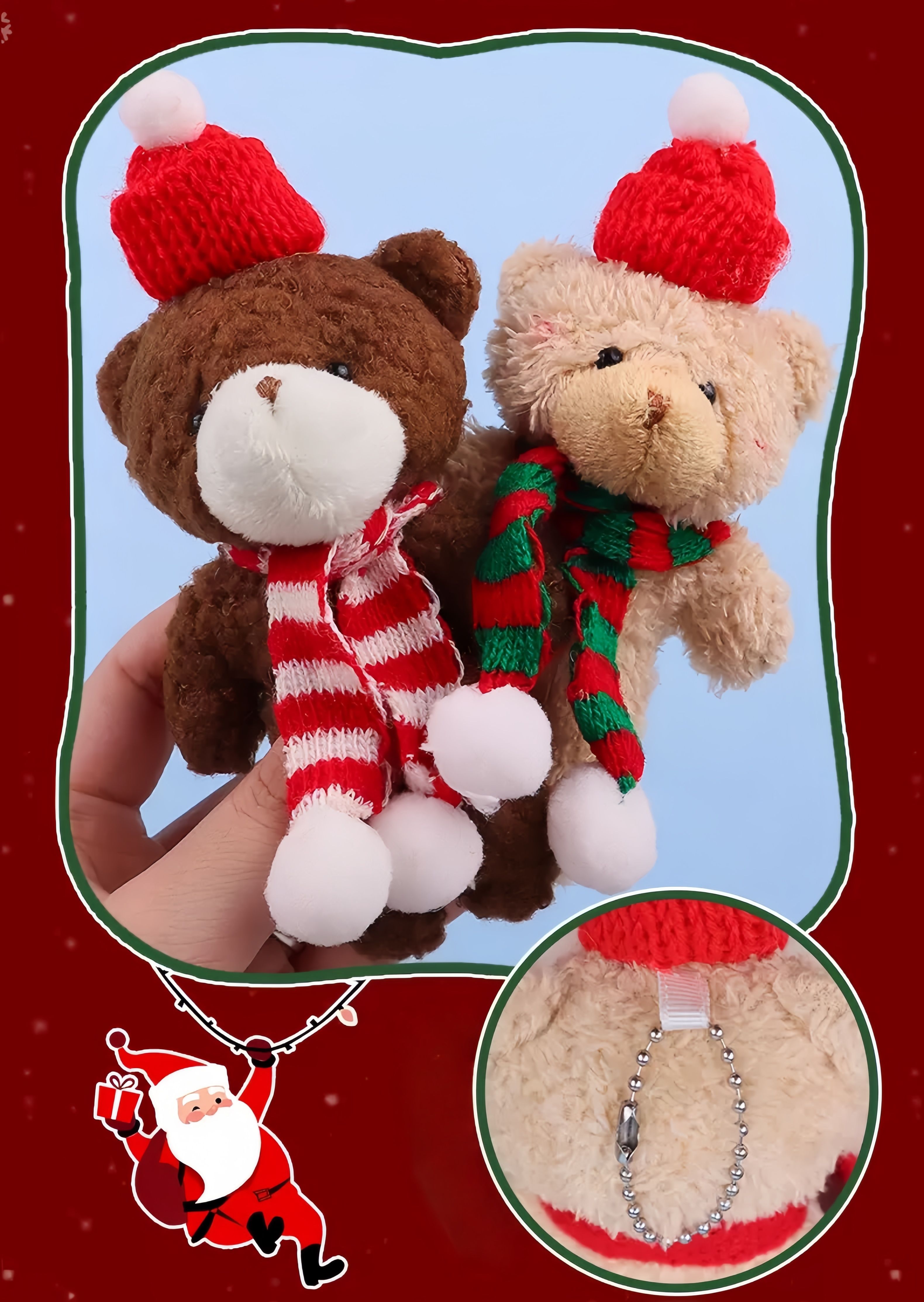 Christmas-themed Teddy Bear Stuffed Toy  Soft Christmas Holiday Gift for Kids/Decor  Christmas Tree Ornament Key Chain Bags
Accessories
