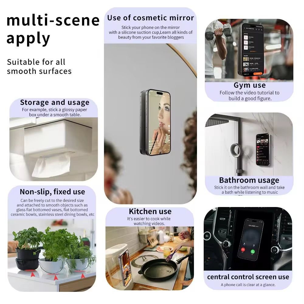 Multi-functional Double-sided Silicone Suction Cup Phone Accessories  Super Suction   Hands-Free Strong Grip Holder for Selfies and Videos, Silicon Phone Stand