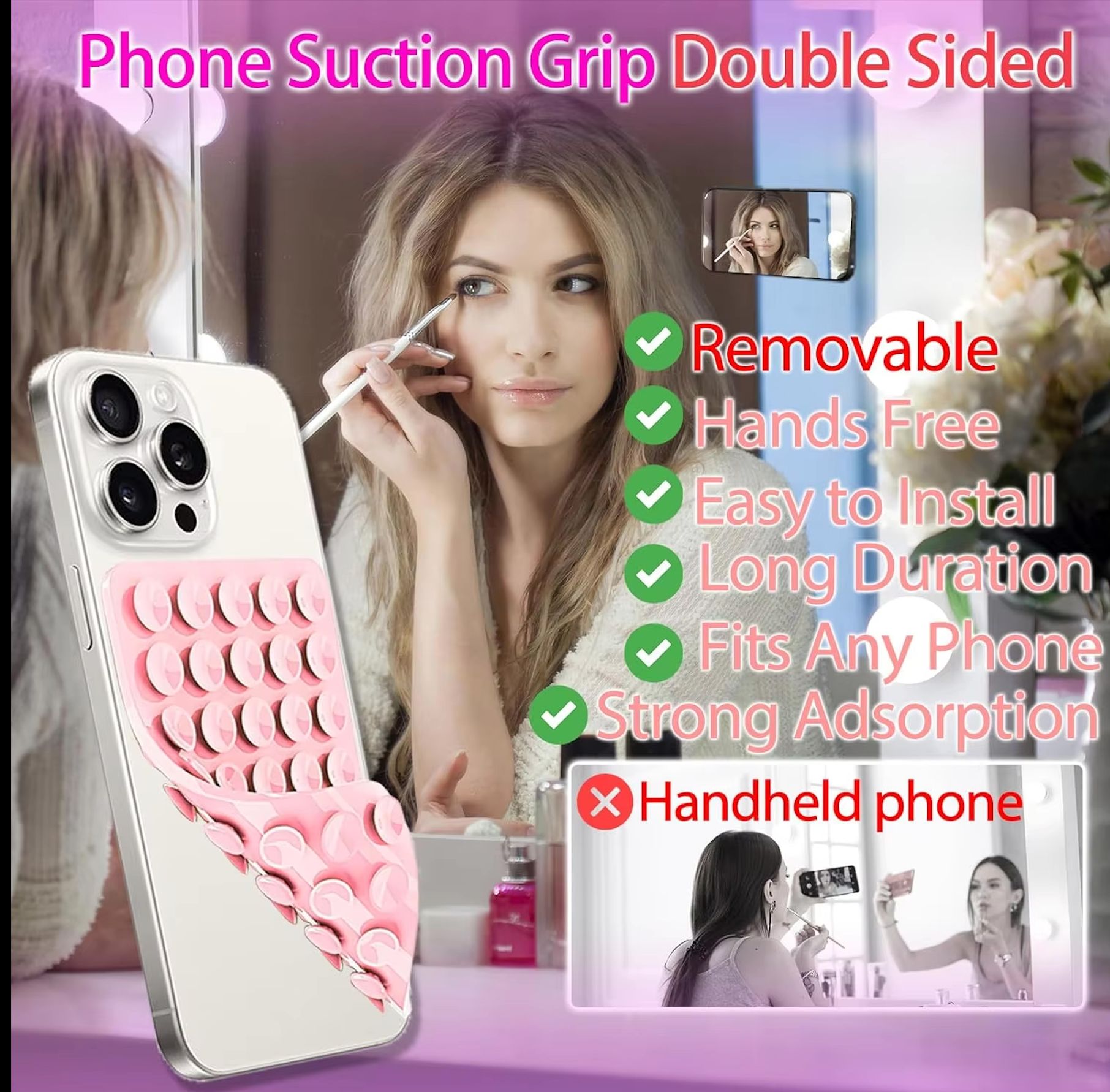 Multi-functional Double-sided Silicone Suction Cup Phone Accessories  Super Suction   Hands-Free Strong Grip Holder for Selfies and Videos, Silicon Phone Stand