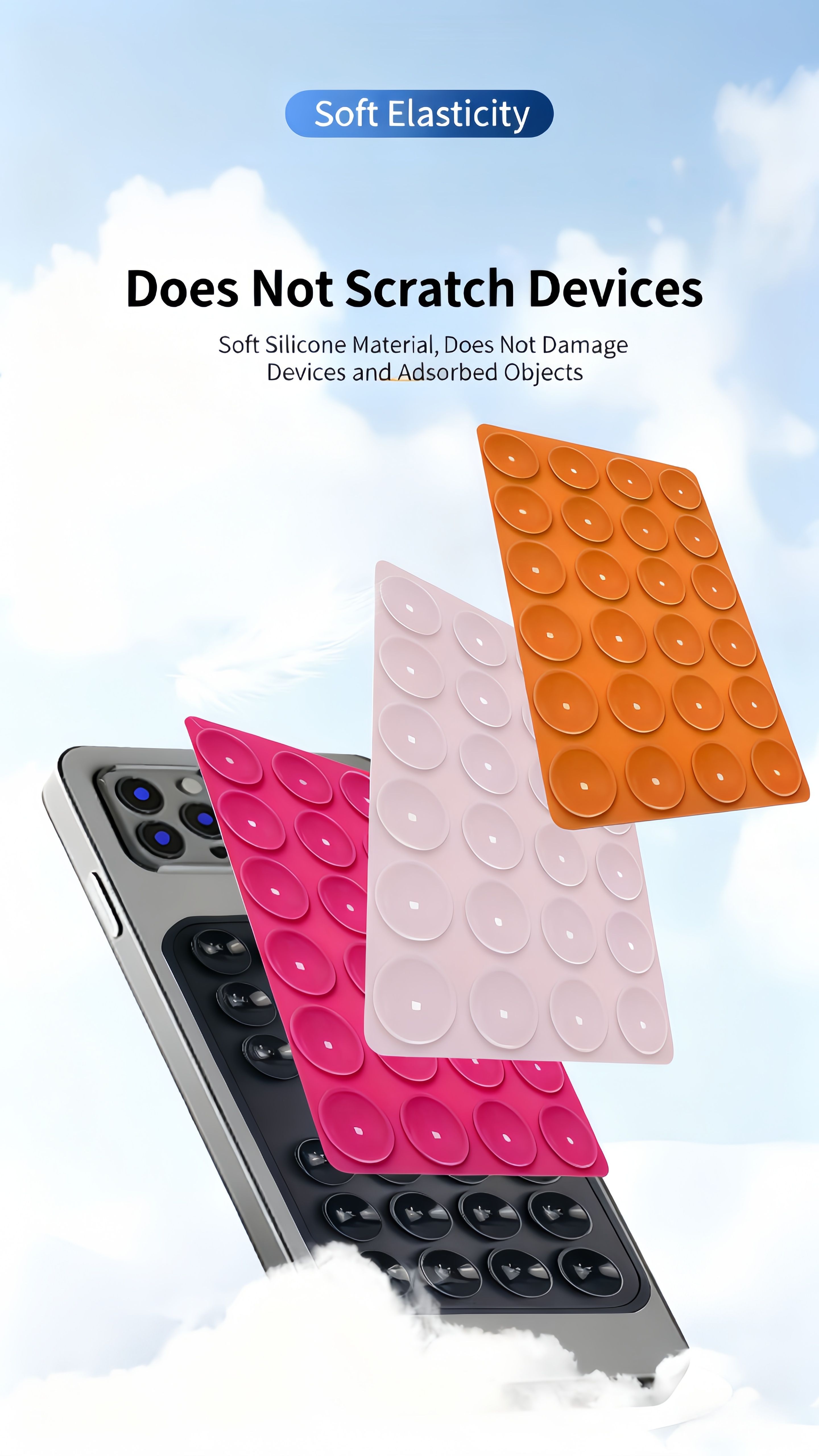 Multi-functional Double-sided Silicone Suction Cup Phone Accessories  Super Suction   Hands-Free Strong Grip Holder for Selfies and Videos, Silicon Phone Stand