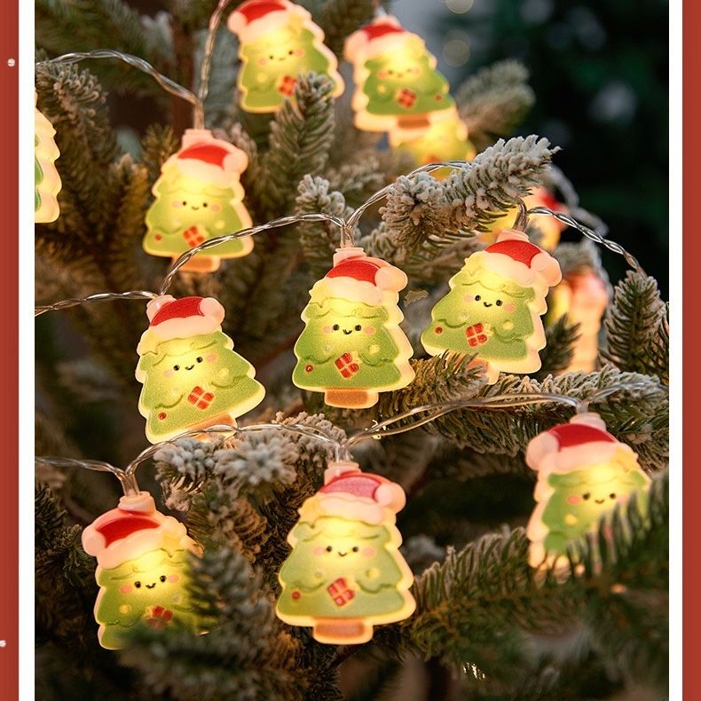 2025 New Arrival Festive LED Christmas Ornament String Lights   Battery  Operated Fairy Lights with Santa, Snowman ,Christmas Tree & Reindeer, for Holiday Home, Party & Outdoor Decorations