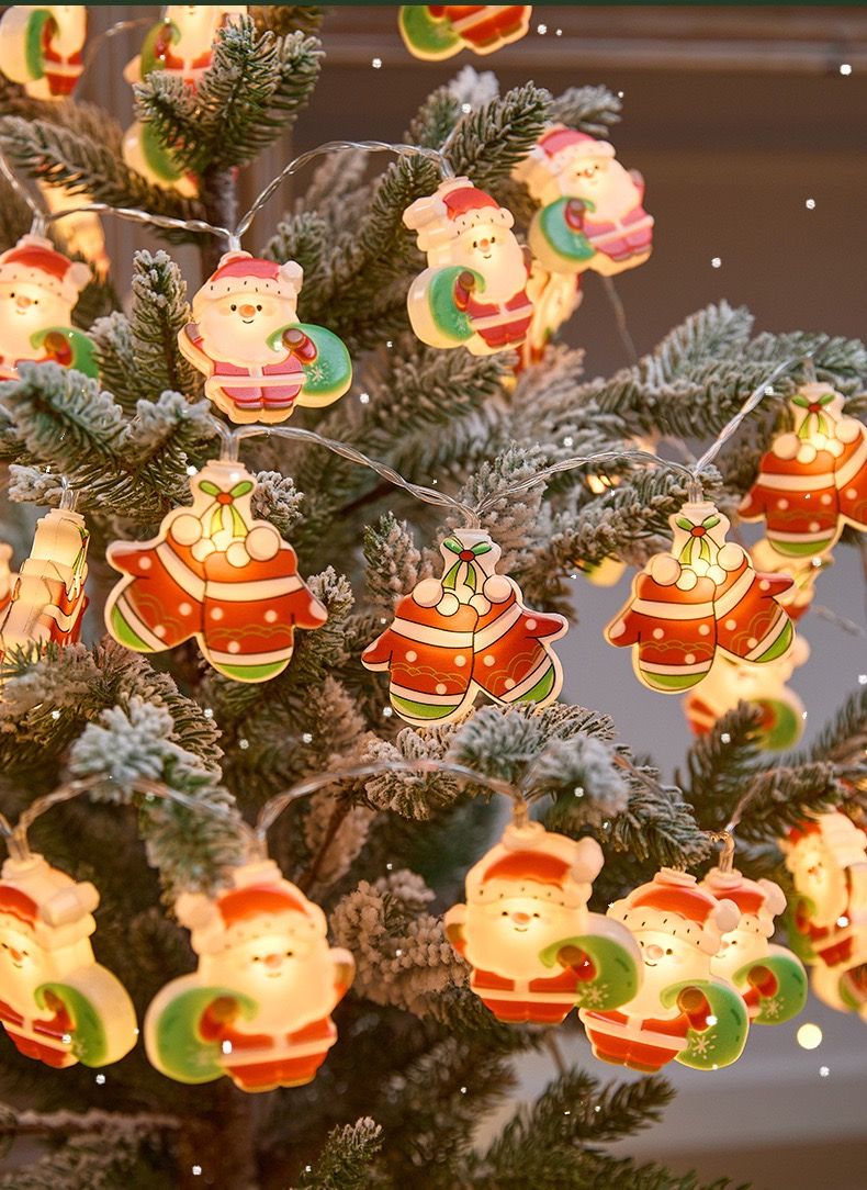 2025 New Arrival Festive LED Christmas Ornament String Lights   Battery  Operated Fairy Lights with Santa, Snowman ,Christmas Tree & Reindeer, for Holiday Home, Party & Outdoor Decorations