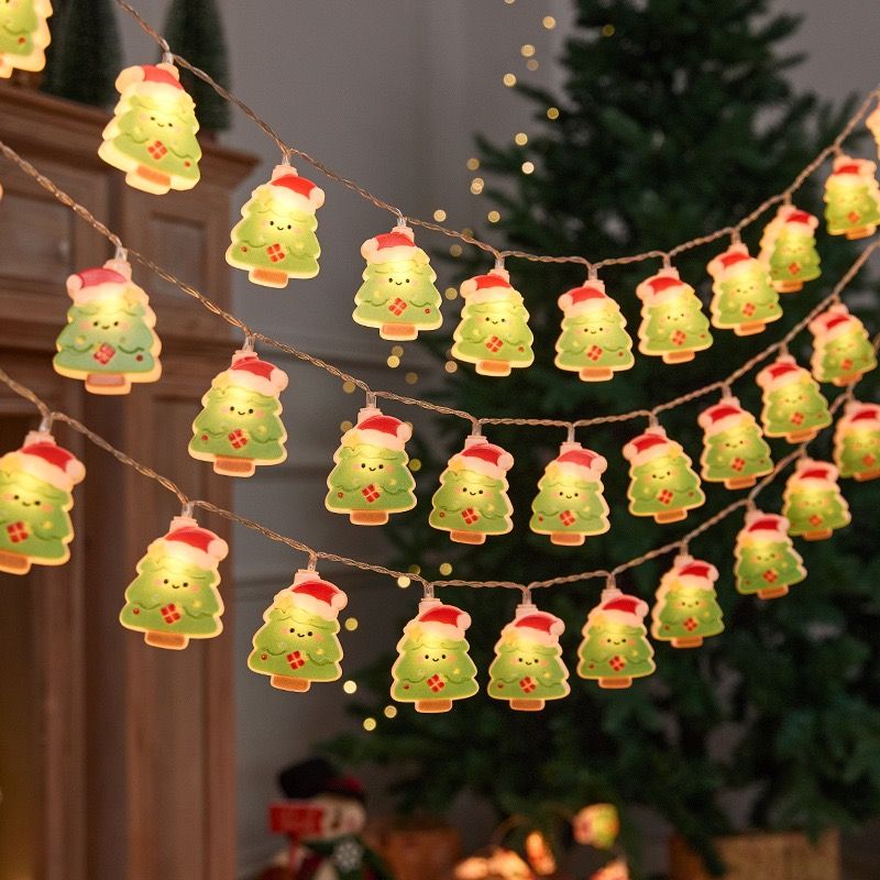 2025 New Arrival Festive LED Christmas Ornament String Lights   Battery  Operated Fairy Lights with Santa, Snowman ,Christmas Tree & Reindeer, for Holiday Home, Party & Outdoor Decorations