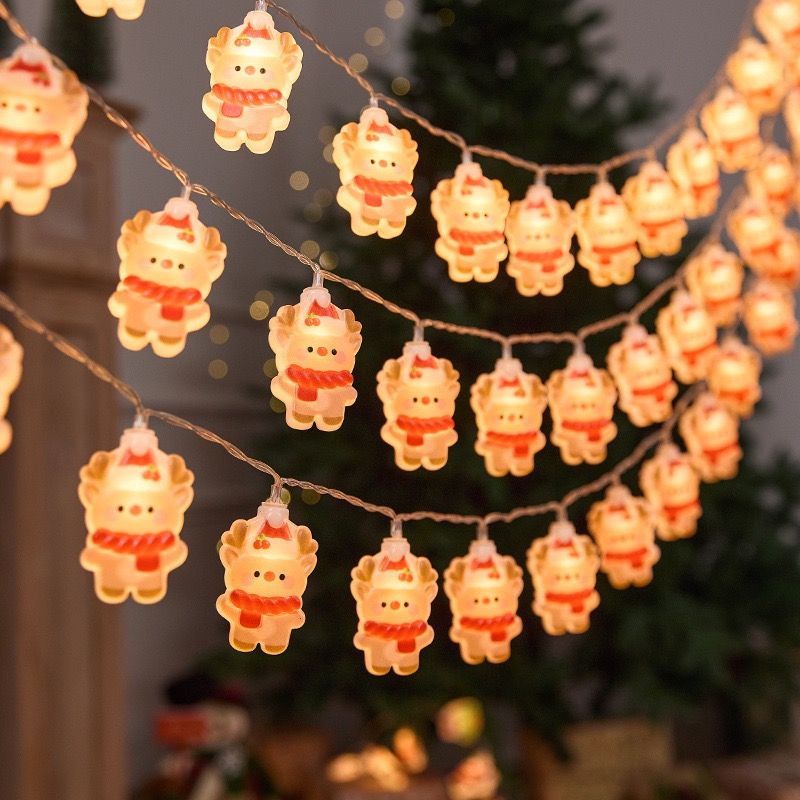2025 New Arrival Festive LED Christmas Ornament String Lights   Battery  Operated Fairy Lights with Santa, Snowman ,Christmas Tree & Reindeer, for Holiday Home, Party & Outdoor Decorations