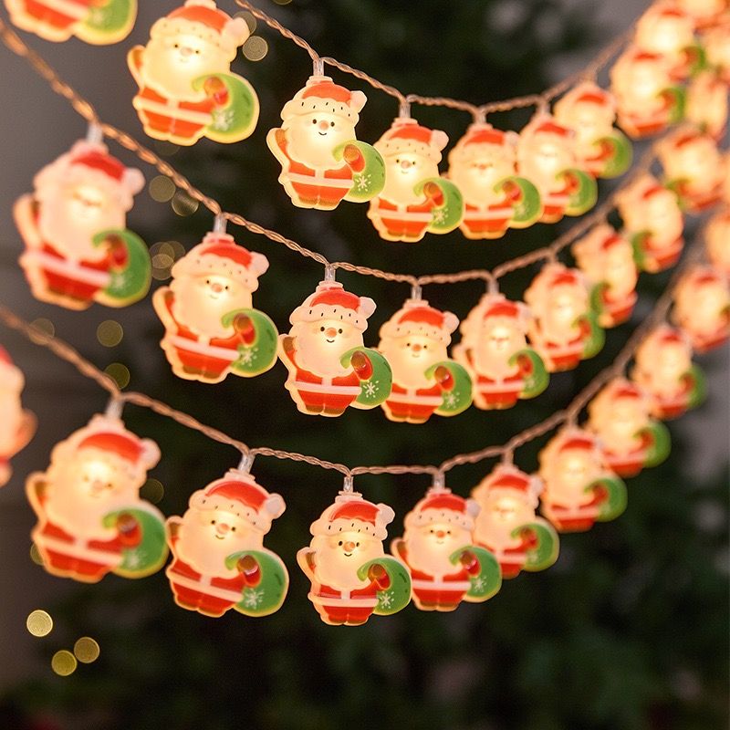 2025 New Arrival Festive LED Christmas Ornament String Lights   Battery  Operated Fairy Lights with Santa, Snowman ,Christmas Tree & Reindeer, for Holiday Home, Party & Outdoor Decorations