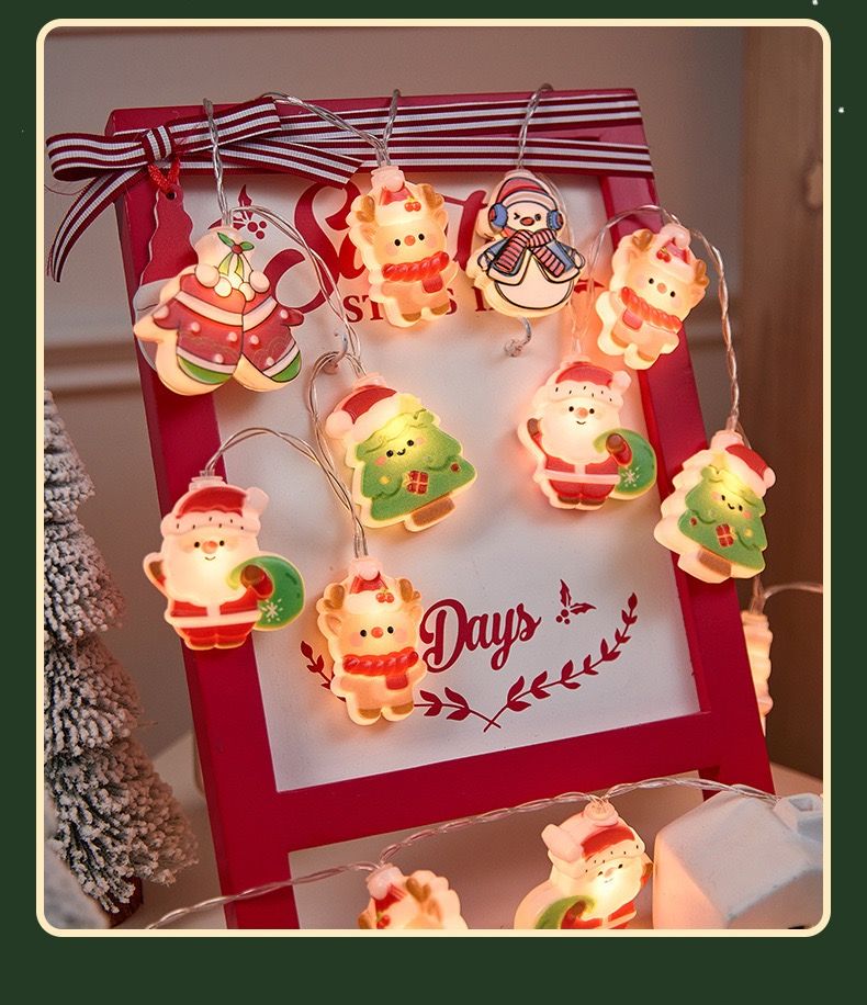 2025 New Arrival Festive LED Christmas Ornament String Lights   Battery  Operated Fairy Lights with Santa, Snowman ,Christmas Tree & Reindeer, for Holiday Home, Party & Outdoor Decorations
