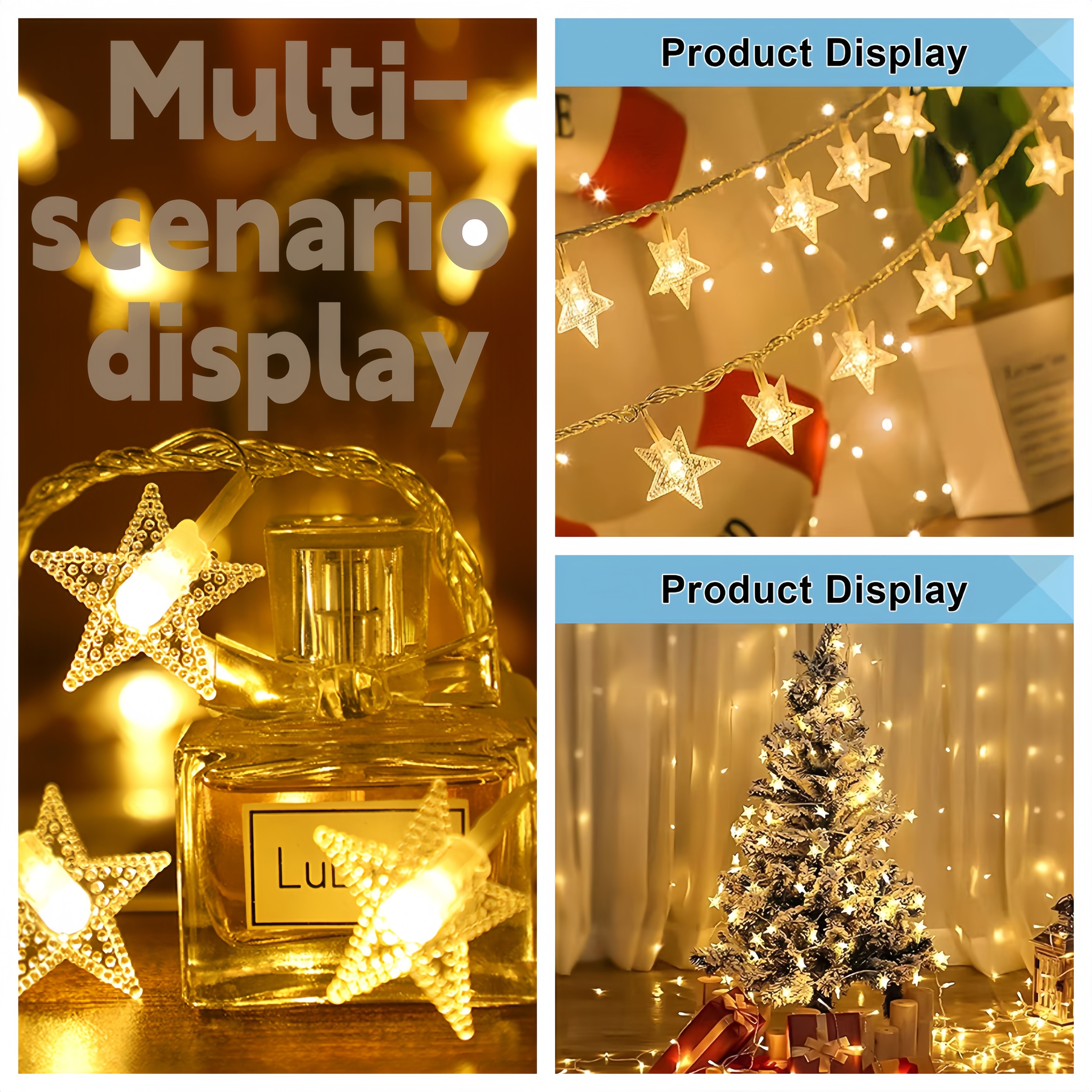2025 New Arrival 2M/5M/12M Christmas LED Fairy Lights Battery/USB/Solar Operated Star Snowflakes Ball Styles  For Holiday Home Party & Indoor  Outdoor Decorations