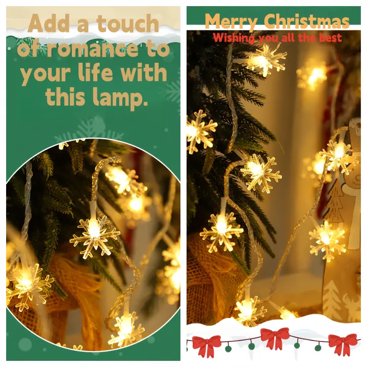 2025 New Arrival 2M/5M/12M Christmas LED Fairy Lights Battery/USB/Solar Operated Star Snowflakes Ball Styles  For Holiday Home Party & Indoor  Outdoor Decorations