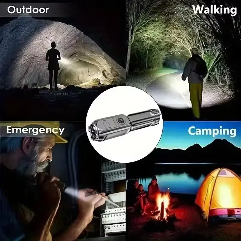 Bright Flashlight ABS Strong Light Focusing Led Flash Light Rechargeable Outdoor Flashlights Lanterns & Lights Small portable ultra-bright household xenon lamp outdoor long-range ultra-long endurance
