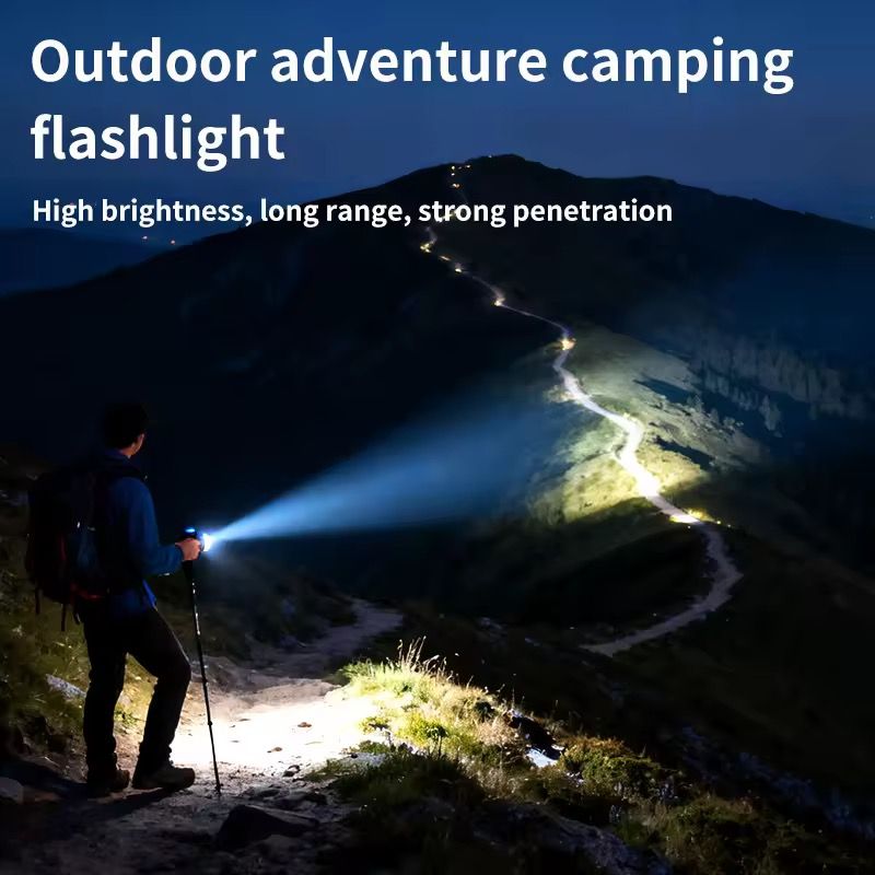 Bright Flashlight ABS Strong Light Focusing Led Flash Light Rechargeable Outdoor Flashlights Lanterns & Lights Small portable ultra-bright household xenon lamp outdoor long-range ultra-long endurance
