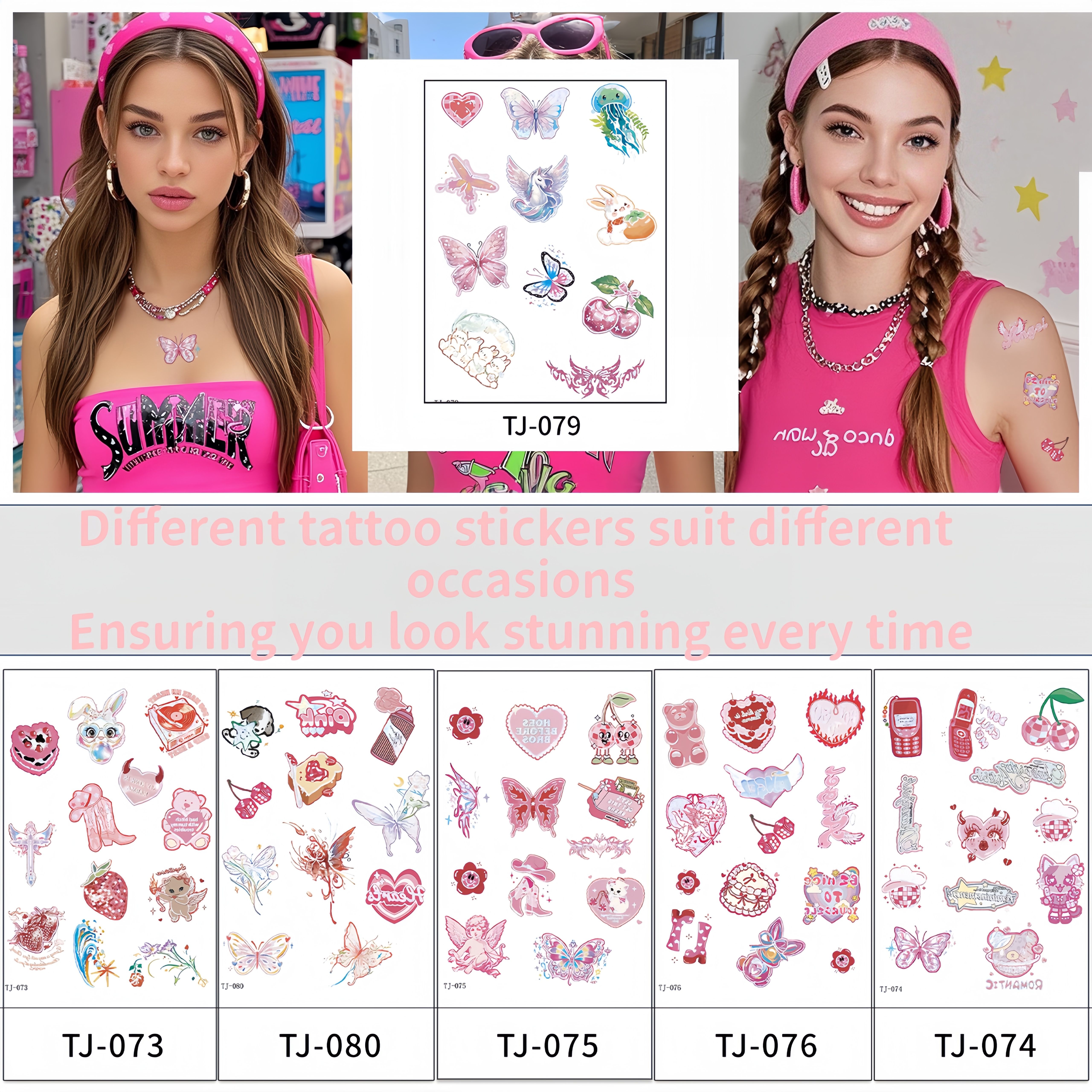 Stylish and versatile DIY waterproof  Butterfly laser-cut non-reflective stickers Sweet and edgy Barbie-inspired tattoo decals Perfect for luggage laptops phones and travel accessories Great as gifts