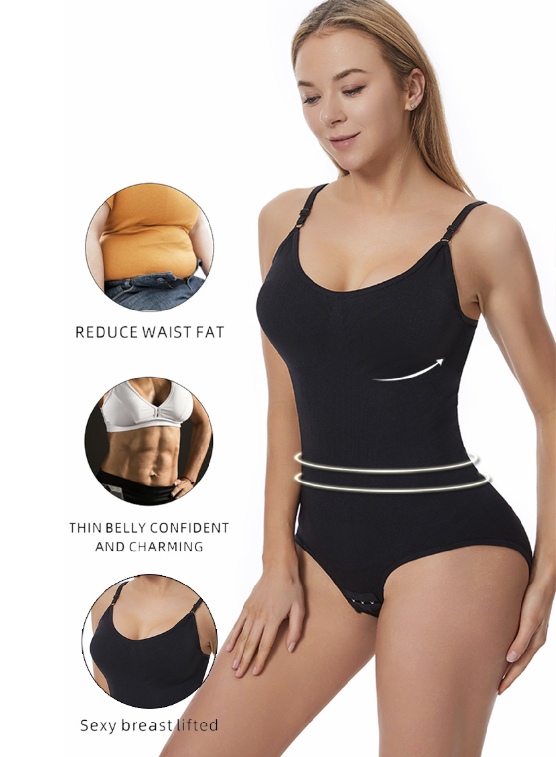 Women's Shapewear Tummy Control & Butt Lifter Invisible Bodysuit – Wear Under Dresses, Slimming Camisole Style, Full-Body Sculpting, Flat Belly & Lifted Butt Shapewear, Comfortable & Skin-Friendly