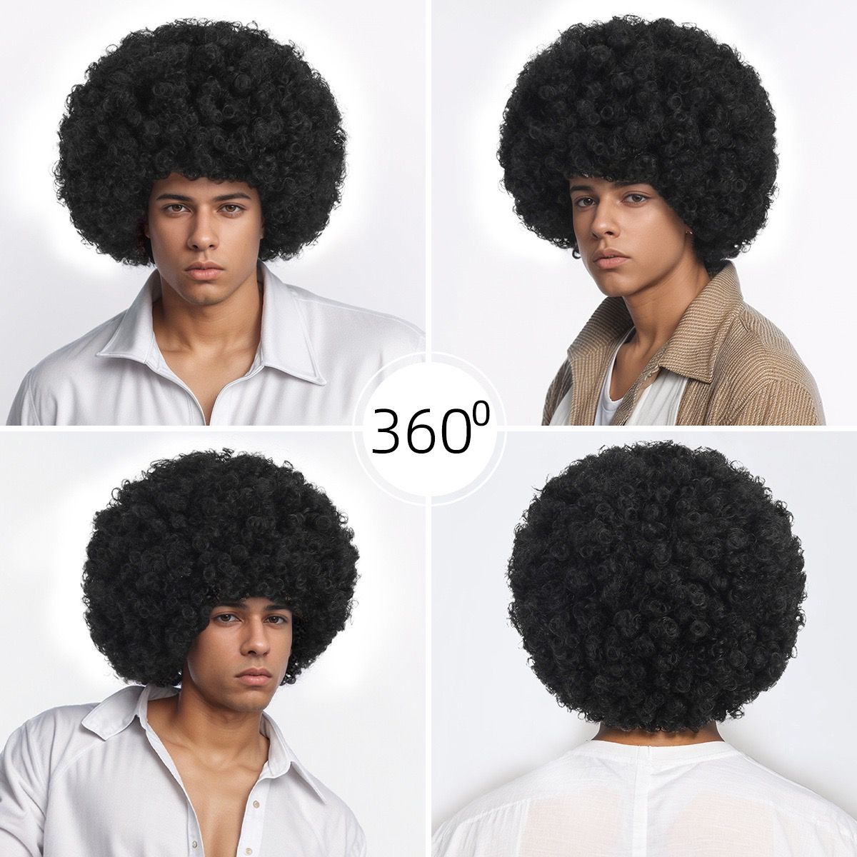 Men's African small Curly Afro Wig - Black Fluffy Natural Hair Wig for Men,  Fashion Party Daily Wear Synthetic Wig