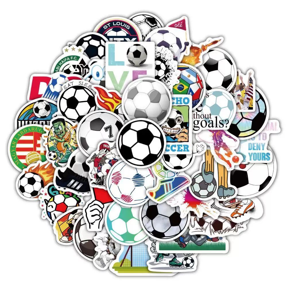 50 PCS Football Themed Stickers, World Cup Inspired Sports Star Style Decals for Journal, Phone, Guitar, Laptop, Stationery | DIY Sports Stickers Scrapbooking Supplies