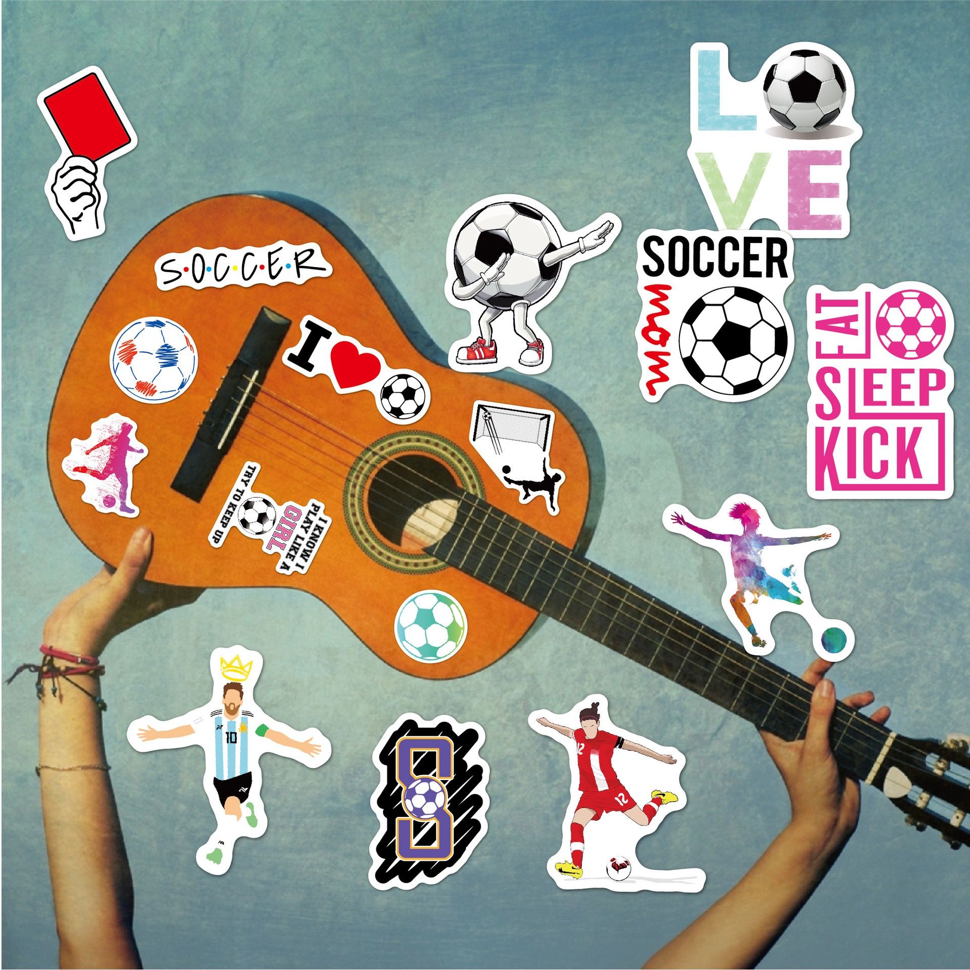 50 PCS Football Themed Stickers, World Cup Inspired Sports Star Style Decals for Journal, Phone, Guitar, Laptop, Stationery | DIY Sports Stickers Scrapbooking Supplies