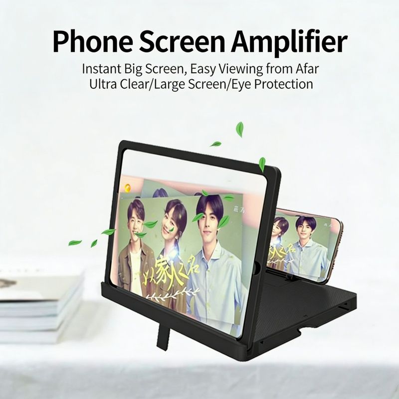 Retractable 3D HD Eye-Caring Phone Screen Magnifier | Vertical & Horizontal View | Tablet-Style Desktop Phone Stand