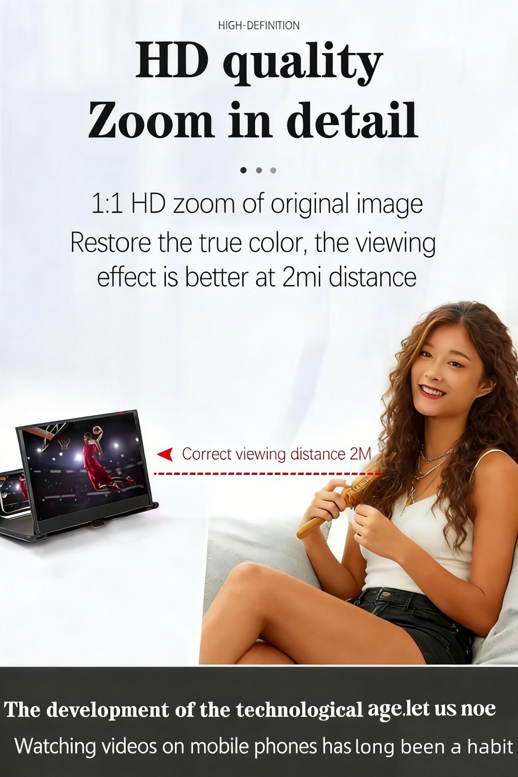 Retractable 3D HD Eye-Caring Phone Screen Magnifier | Vertical & Horizontal View | Tablet-Style Desktop Phone Stand