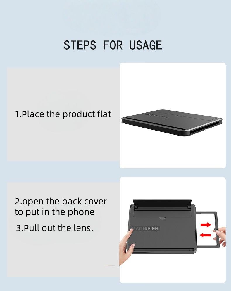 Retractable 3D HD Eye-Caring Phone Screen Magnifier | Vertical & Horizontal View | Tablet-Style Desktop Phone Stand