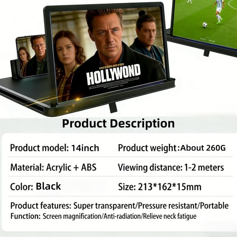 Retractable 3D HD Eye-Caring Phone Screen Magnifier | Vertical & Horizontal View | Tablet-Style Desktop Phone Stand