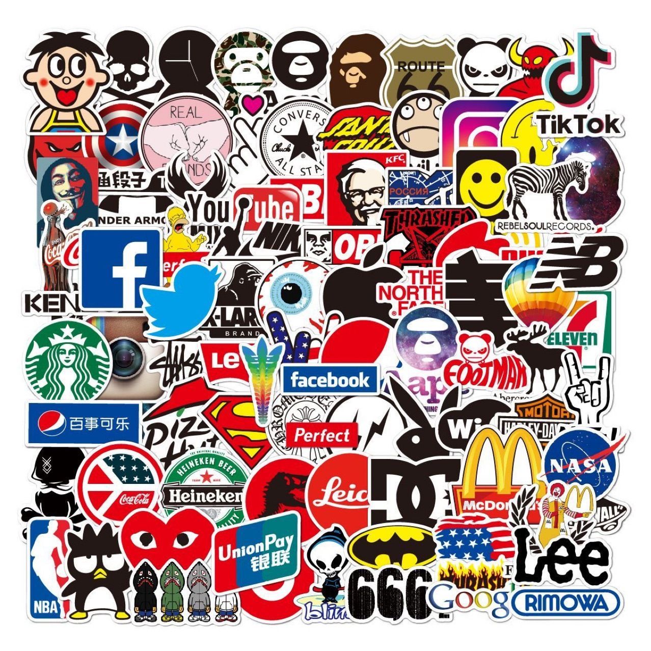 100PCS Trendy Graffiti Stickers Waterproof DIY Decals for Luggage Laptop Skateboard Car Phone