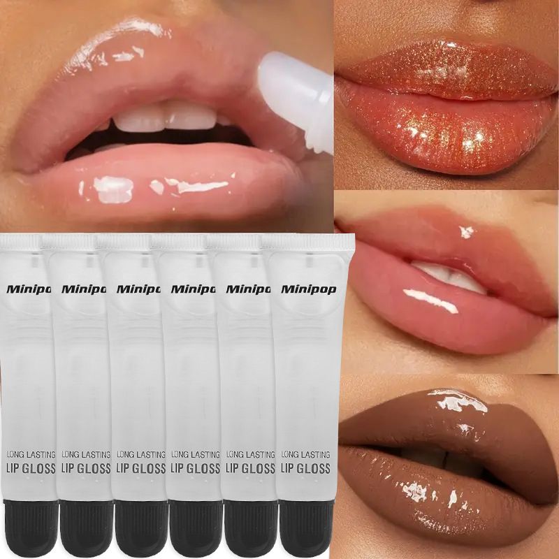6Pcs Fruit Flavor Clear Lip Oil, Moisturizing Mirror Shine Long Lasting Lip Gloss