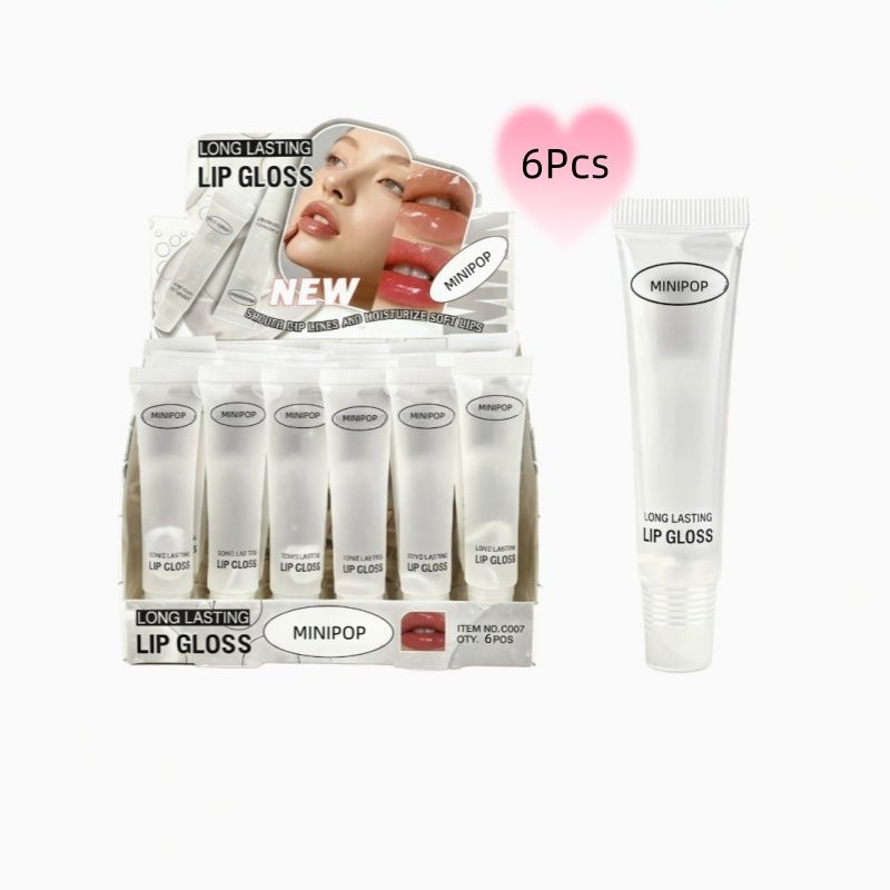 6Pcs Fruit Flavor Clear Lip Oil, Moisturizing Mirror Shine Long Lasting Lip Gloss