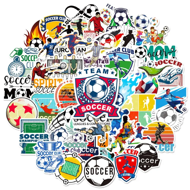 50 PCS Football Themed Stickers, World Cup Inspired Sports Star Style Decals for Journal, Phone, Guitar, Laptop, Stationery | DIY Sports Stickers Scrapbooking Supplies